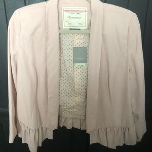 Blush ruffled bolero-esc 3/4 sleeve jacket